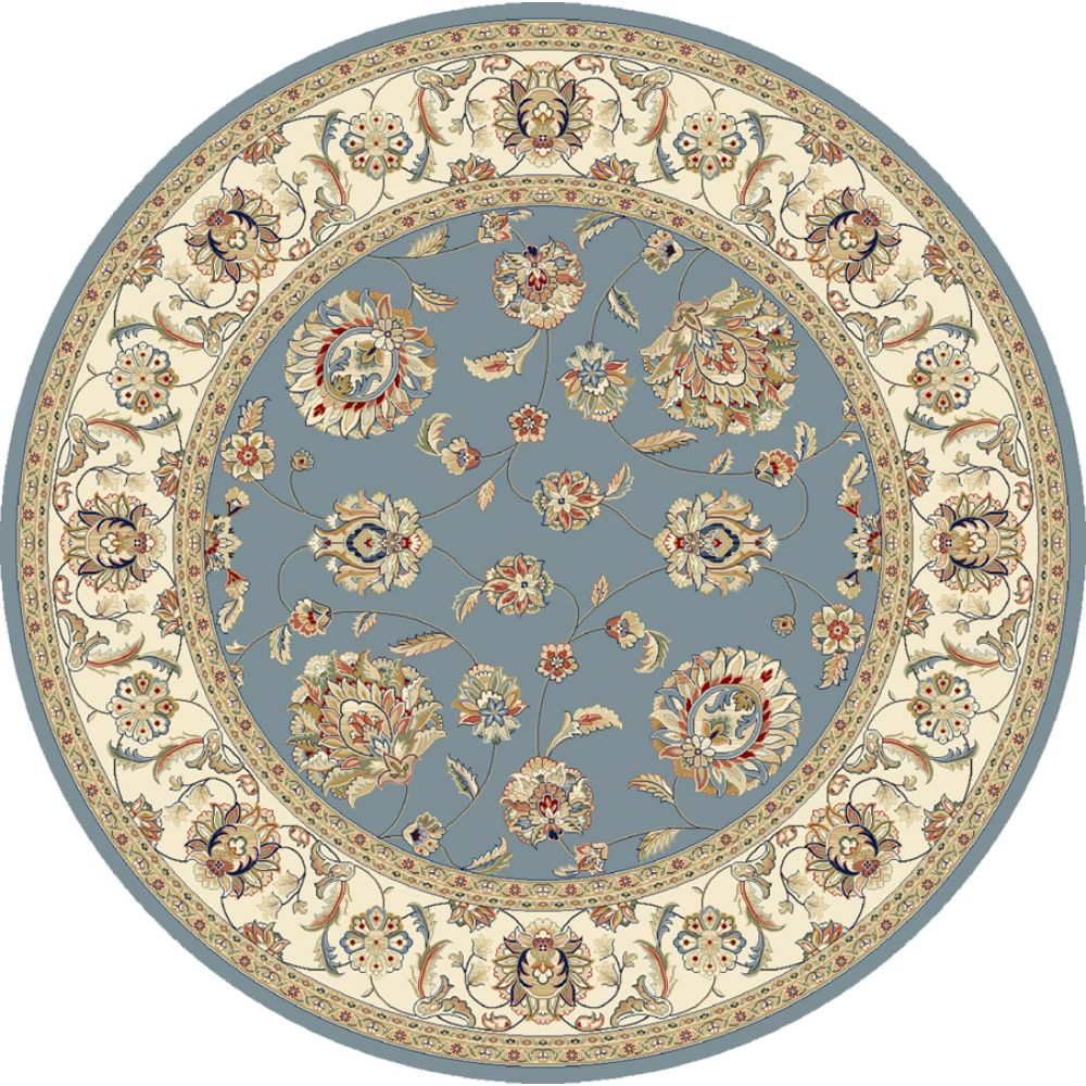 Dynamic Rugs 57365-5464 Ancient Garden 5.3 Ft. X 5.3 Ft. Round Rug in Light Blue/Ivory